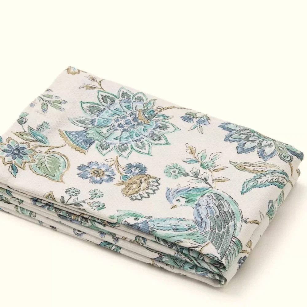 CARO HOME 100% Cotton Shower Curtain With Birds/Flower Design